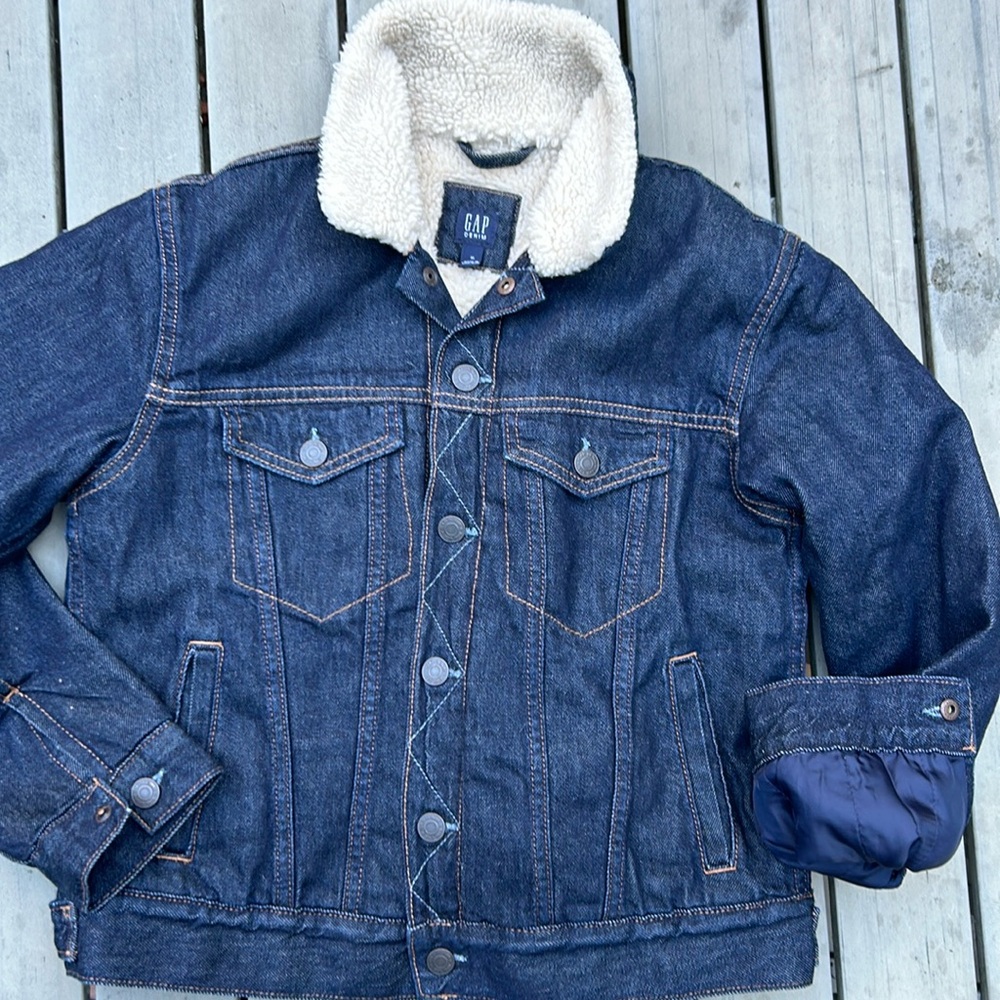 Never worn Gap Denim Sherpa lined jacket. Youth XL